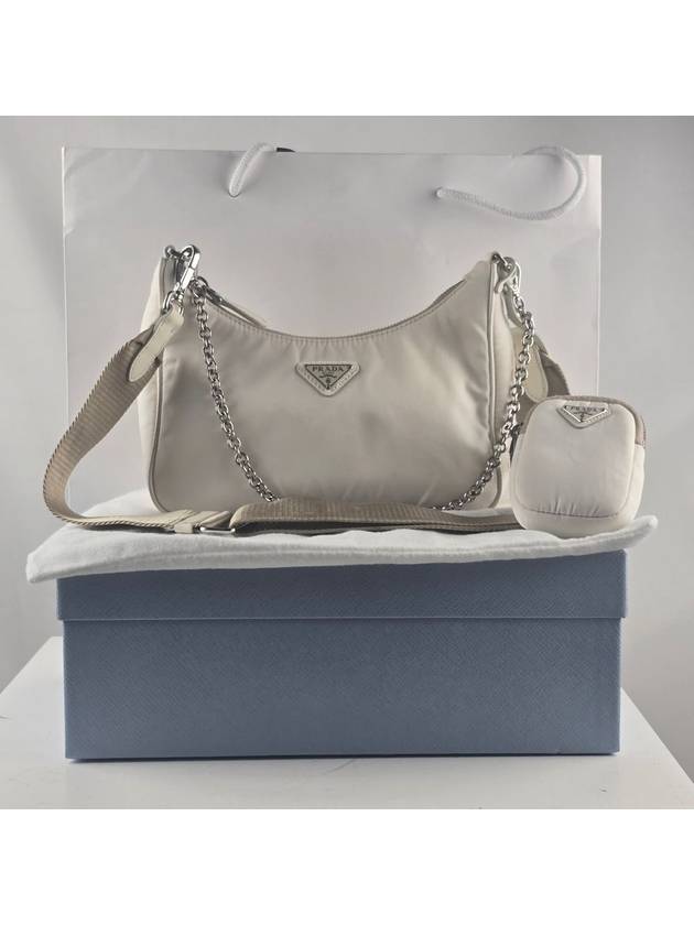 1BH204 Re edition nylon Tesuto Chain Hobo Bag Ivory - PRADA - BALAAN 1