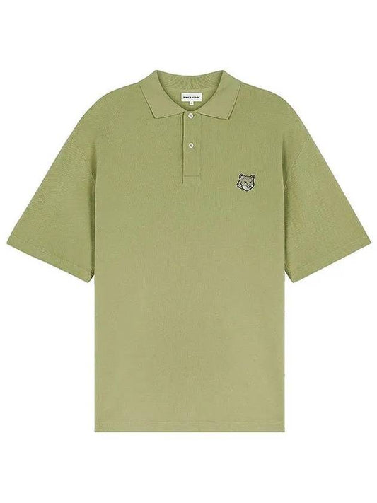 Bold Fox Head Patch Oversized Polo Shirt Sage Green - MAISON KITSUNE - BALAAN 2