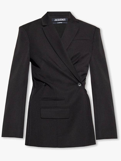 Women's La Best Tibau Crossover Double Breasted Blazer Jacket Black - JACQUEMUS - BALAAN 2