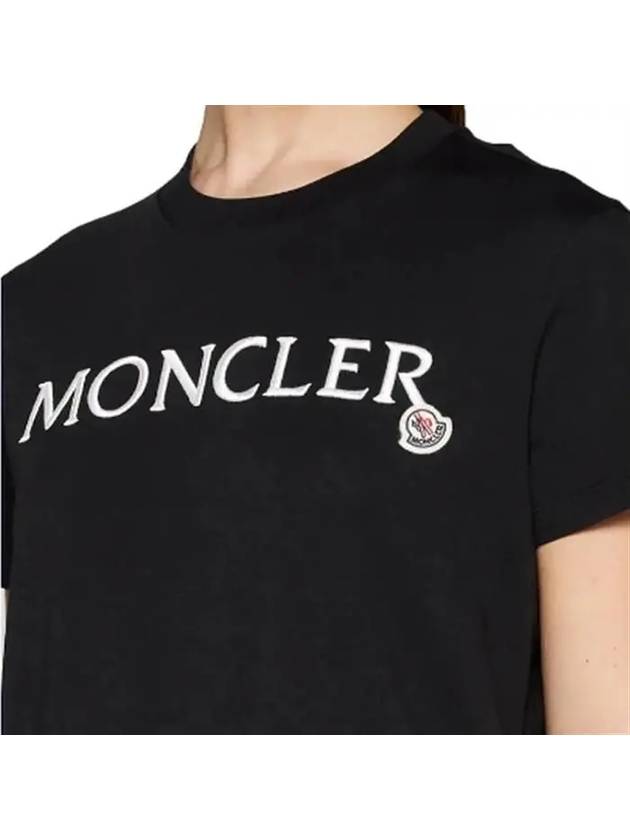 Embroidered Logo Cotton Short Sleeve T-Shirt Navy - MONCLER - BALAAN 3