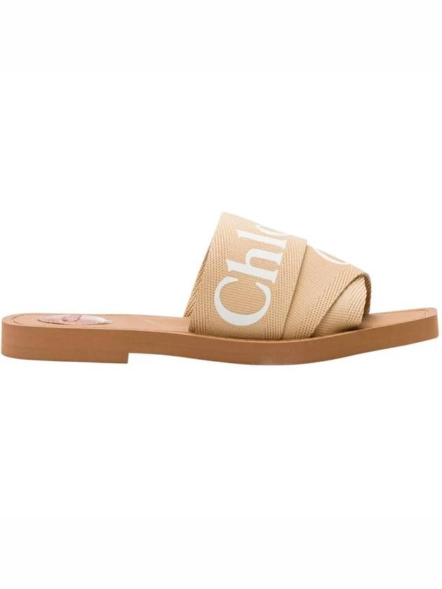 Woody Logo Canvas Strap Flat Mule Beige - CHLOE - BALAAN 3