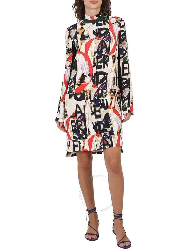 Graffiti Archive Silk Wool Midi Dress - BURBERRY - BALAAN 3