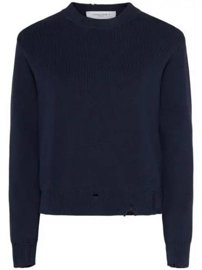 Round Neck Wool Knit Top Navy - GOLDEN GOOSE - BALAAN 2