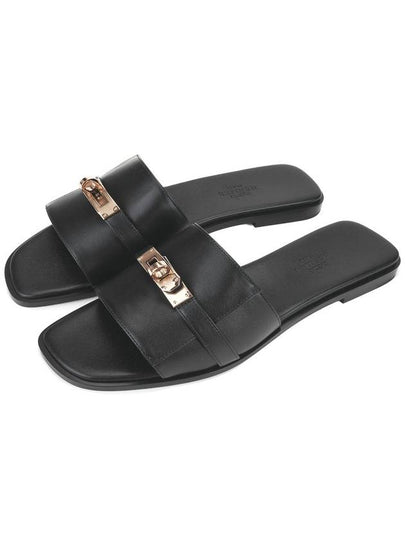 Giulia Calfskin Slippers Noir - HERMES - BALAAN 2