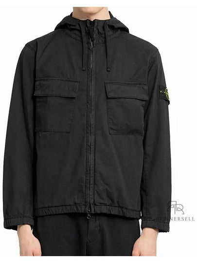 Cotton Twill Stretch Hooded Jacket Black - STONE ISLAND - BALAAN 2