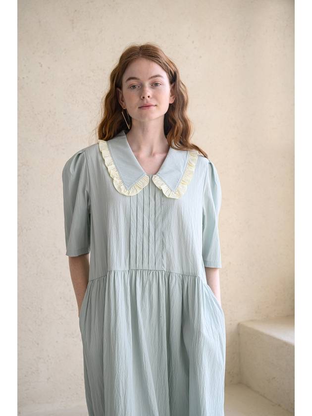 Kaisienne puff sleeve pintuck frill dress_sky blue - CAHIERS - BALAAN 8