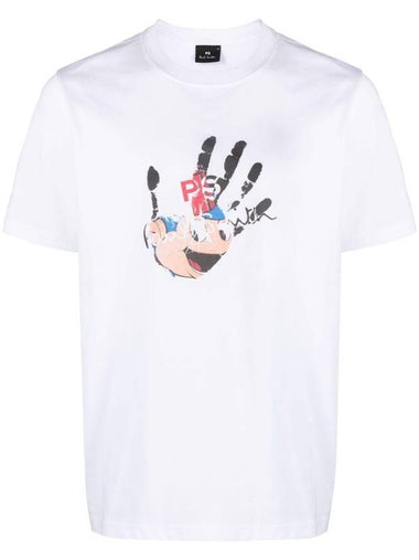 PS Logo Hand Print Short Sleeve T-Shirt White - PAUL SMITH - BALAAN 1