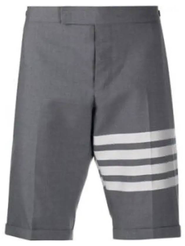 4 Bar Low Rise Cotton Shorts Grey - THOM BROWNE - BALAAN 2