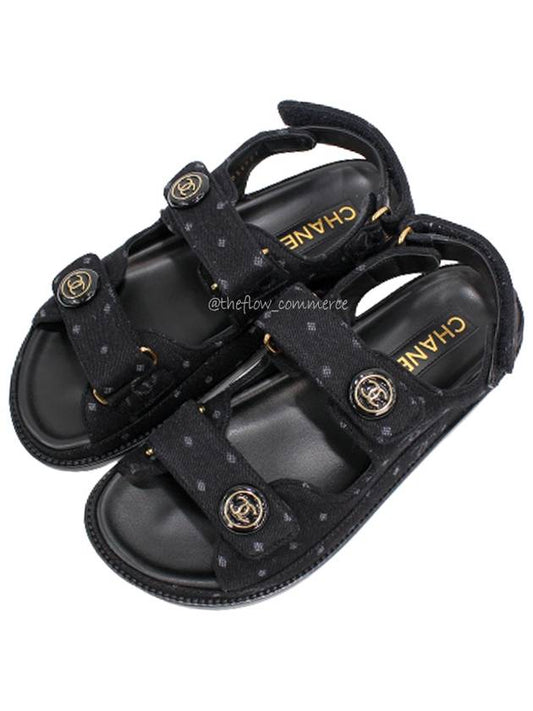 Sandals Printed Denim Black - CHANEL - BALAAN 2