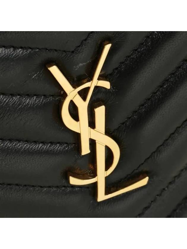 Envelope Chain Leather Half Wallet Black - SAINT LAURENT - BALAAN 6