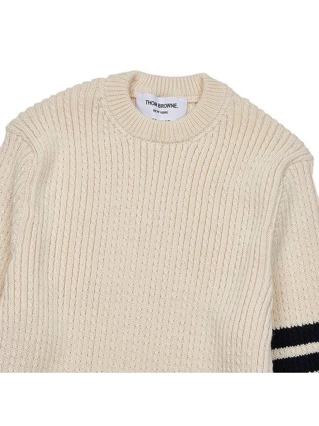 4 Bar Stripe Cable Knit Top White - THOM BROWNE - BALAAN 4