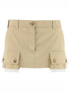 Women's Cargo Pocket Chino Mini A-Line Skirt Beige - MIU MIU - BALAAN 2