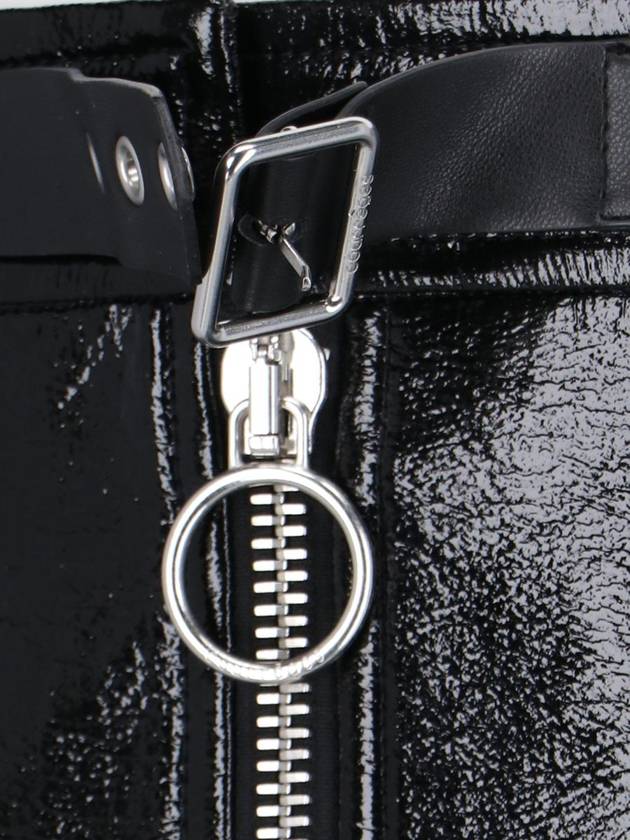 Buckle Zipper Vinyl Mini A Line Skirt Black - COURREGES - BALAAN 4