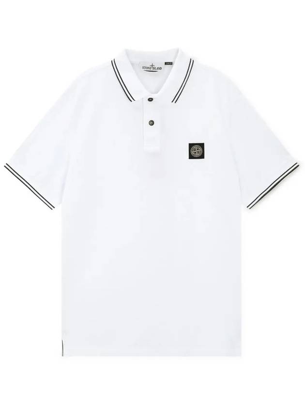 Logo Patch Polo Shirt White - STONE ISLAND - BALAAN 2