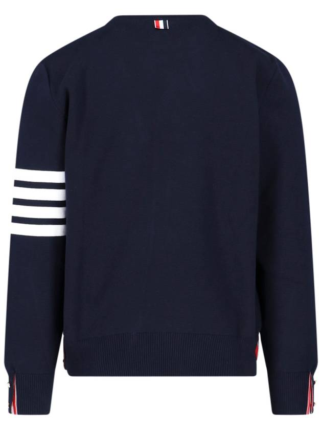 4 Bar Armband Milano Stitch Knit Top Navy - THOM BROWNE - BALAAN 4