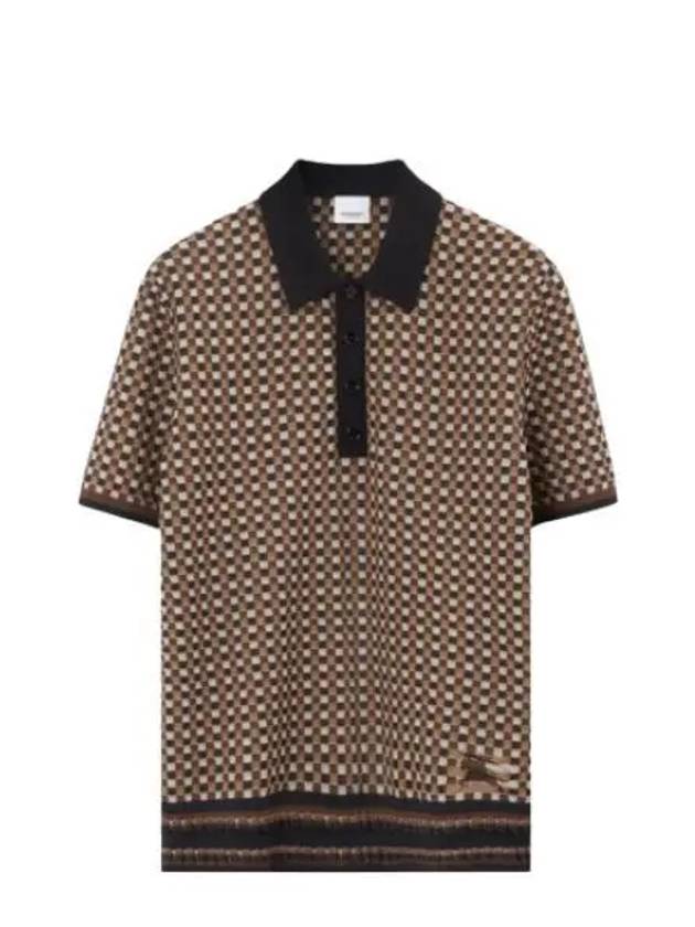 Gingham Cotton Polo Shirt Brown - BURBERRY - BALAAN 2