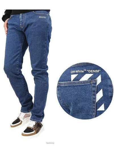 Men's Diag Pocket Skinny Jeans Blue - OFF WHITE - BALAAN 2