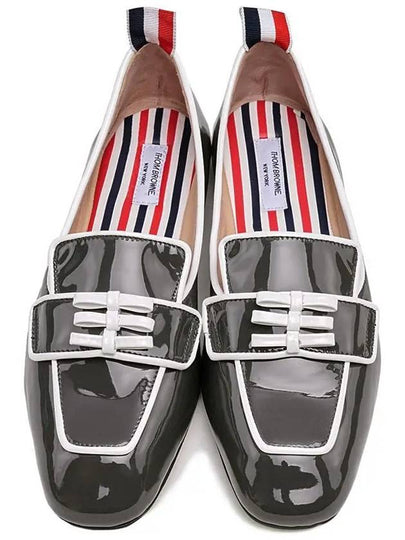 Bow Embellished Trimmed Leather Loafers Dark Grey - THOM BROWNE - BALAAN 2