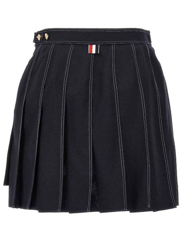 Short Pleated Skirt Navy - THOM BROWNE - BALAAN 2