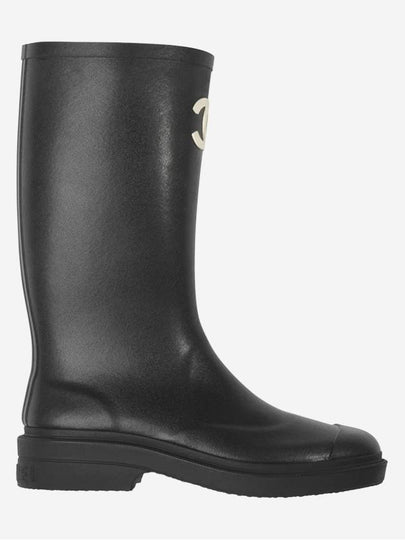 CC Logo Caoutchouc Rain Boots Black - CHANEL - BALAAN 2