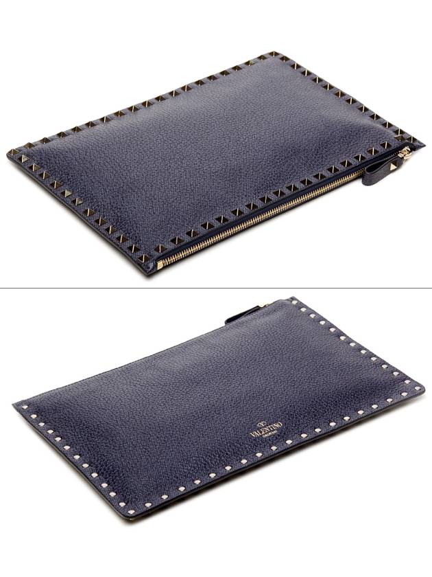 Rockstud Stampa Alce Clutch Bag Navy - VALENTINO - BALAAN.