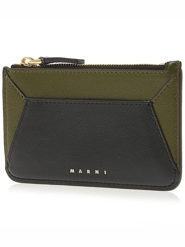 Color Block Zipper Card Wallet Black - MARNI - BALAAN 3