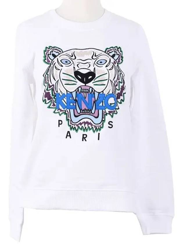 Women's Tiger Embroidery Sweatshirt White - KENZO - BALAAN 6