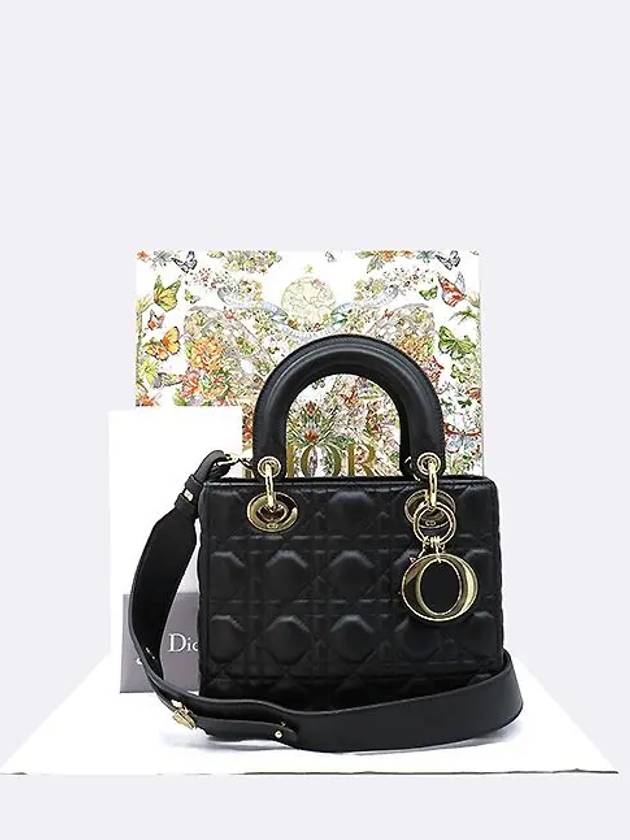 M0538ONGE Black Sheepskin Cannage Lady My ABC Small Tote Bag Shoulder Strap 2WAY - DIOR - BALAAN 1