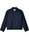 Mohair Embroidered Logo Wool Zip-up Jacket Navy - MIU MIU - BALAAN 2