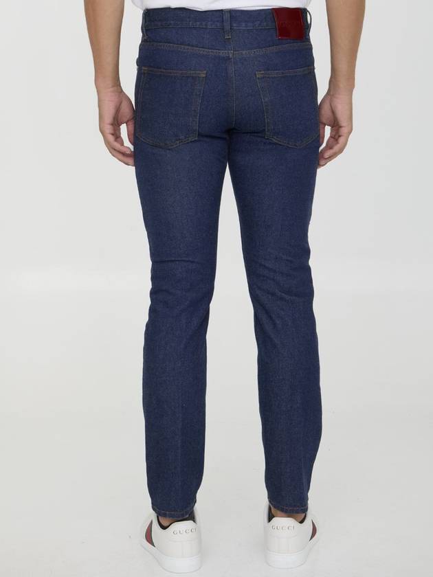 Tapered Denim Jeans Indigo - GUCCI - BALAAN 5