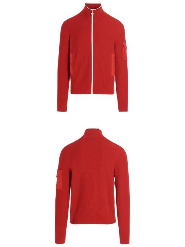 logo patch white zipper knit cardigan red - MONCLER - BALAAN 6