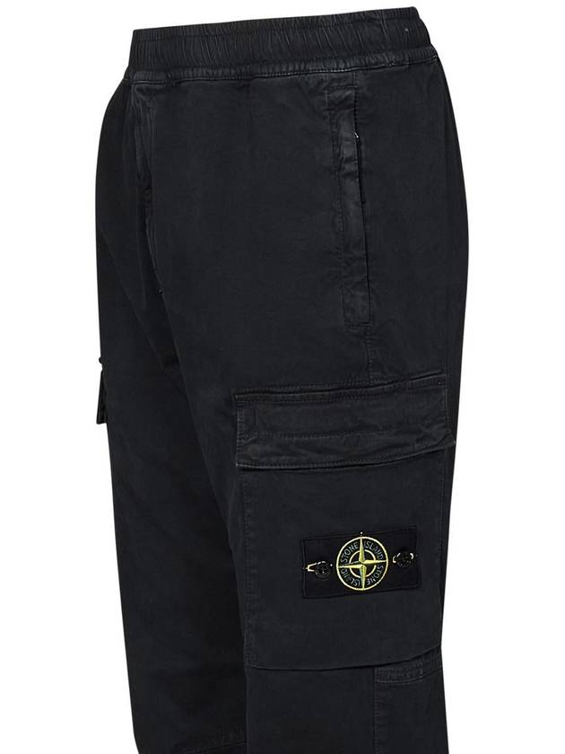 Stretch Cotton Cargo Straight Pants Black - STONE ISLAND - BALAAN 4