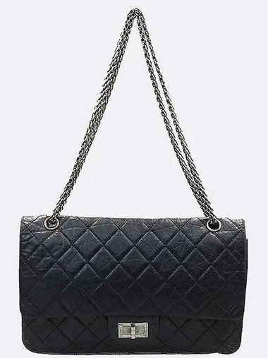 A37590 Vintage Black 2 55 Maxi Silver Chain Flap Shoulder Bag - CHANEL - BALAAN 1