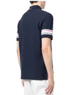 Men's RWB Stripe Cotton Polo Shirt Navy - THOM BROWNE - BALAAN 4