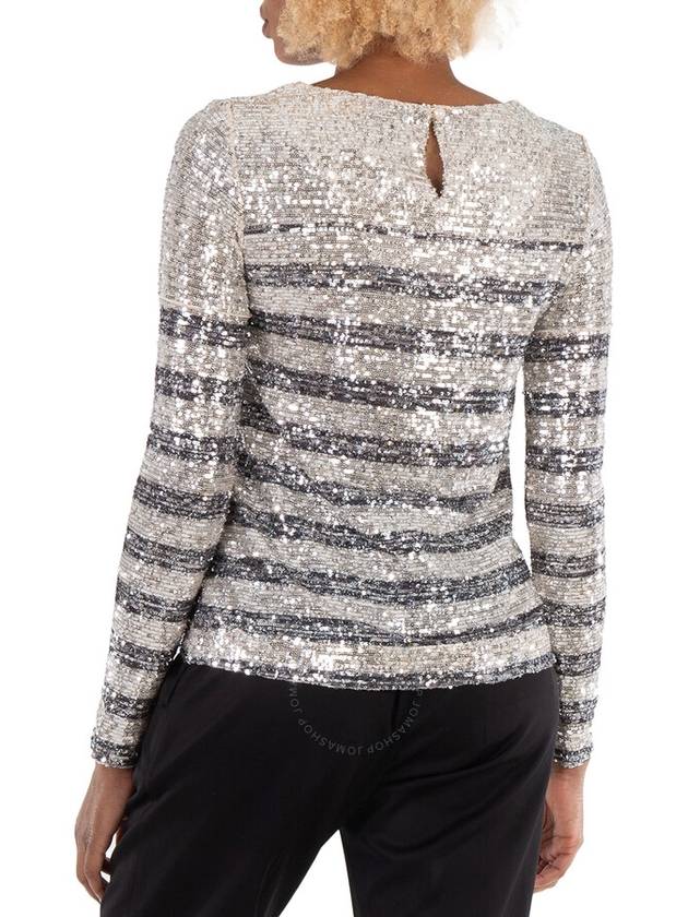 In The Mood For Love Carita Stripe Sequin Long-sleeve Blouse, Size X-Small - IN THE MOOD FOR LOVE - BALAAN 3