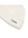 logo cable knit beanie egret - GANNI - 4