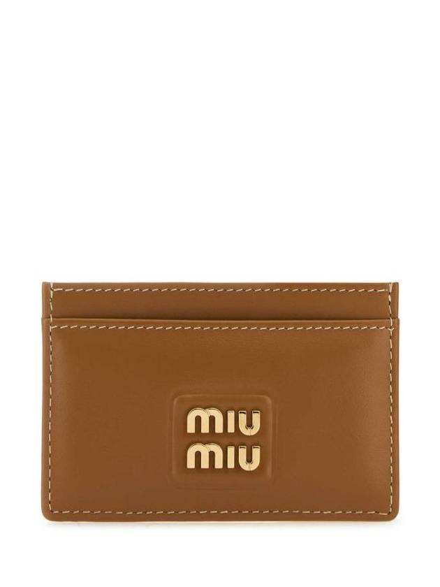 Logo Leather Card Wallet Caramel - MIU MIU - BALAAN 1