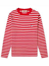 Fox Logo Stripe Long Sleeve T-Shirt Red - MAISON KITSUNE - BALAAN 1