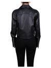 Women's Leather Biker Jacket Black - BOTTEGA VENETA - BALAAN.