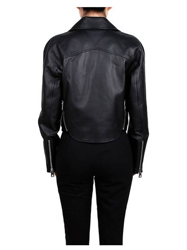 Women's Leather Biker Jacket Black - BOTTEGA VENETA - BALAAN.