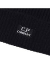 Embroidered Logo Ribbed Beanie Black - CP COMPANY - BALAAN 5