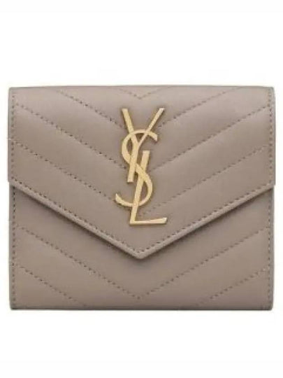 Cassandre Matelasse Compact Quilted Lambskin Half Wallet Grey - SAINT LAURENT - BALAAN 2