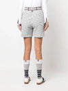 Gingham Stripe Trim High Waisted Shorts Medium Grey - THOM BROWNE - BALAAN 6