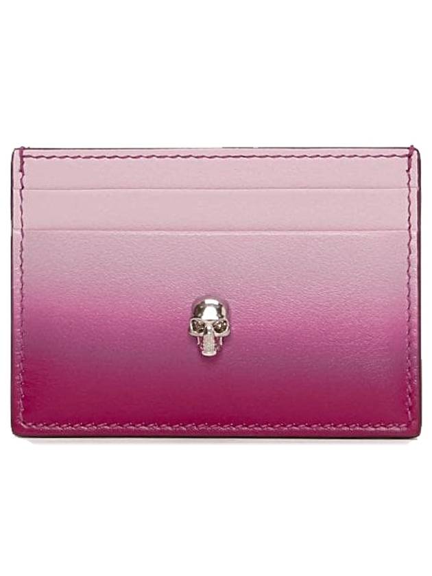 Silver Skull Gradient Card Wallet Pink Red - ALEXANDER MCQUEEN - BALAAN 2