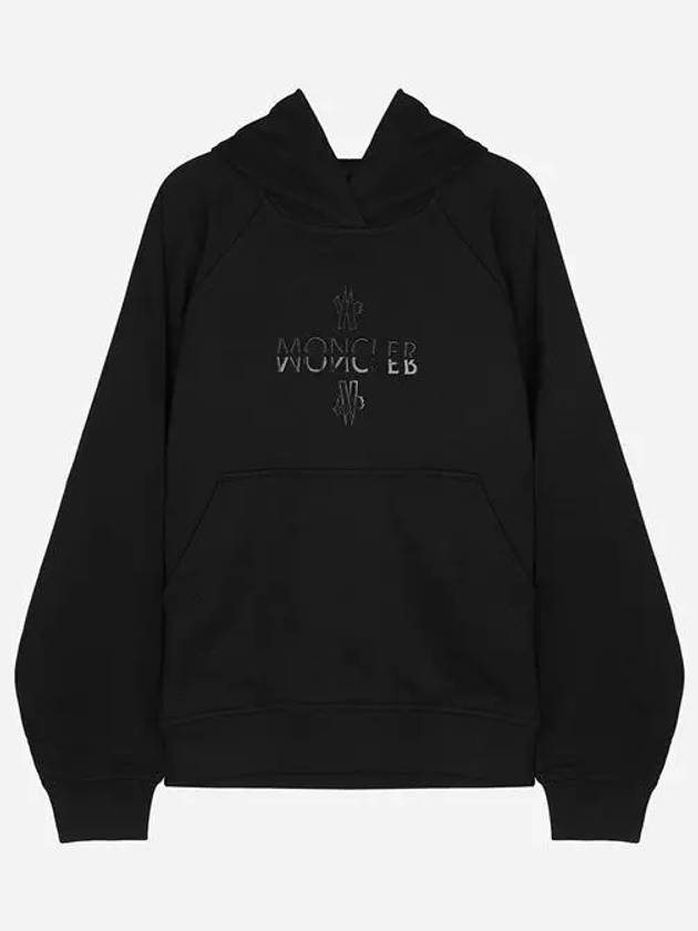 Logo Cotton Hoodie Black - MONCLER - BALAAN 2