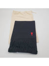 Small Heart Logo Wool Classic Muffler Black Scarf - AMI - BALAAN 10