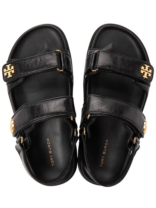 Kira Sports Logo Leather Sandals Black - TORY BURCH - BALAAN 3