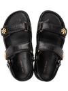 Kira Sports Logo Leather Sandals Black - TORY BURCH - BALAAN 3