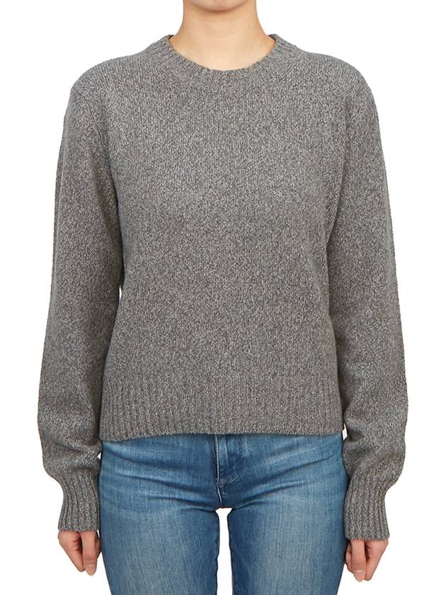 Heart Logo Cashmere Knit Top Grey - AMI - BALAAN 2