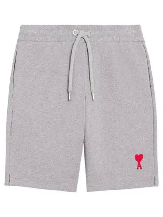 Small Heart Logo Drawstring Shorts Grey - AMI - BALAAN 2